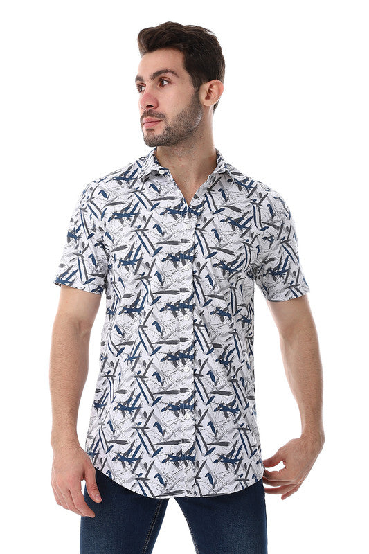 White Rabbit Self Pattern Turn Down Collar Shirt