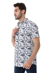 White Rabbit Self Pattern Turn Down Collar Shirt