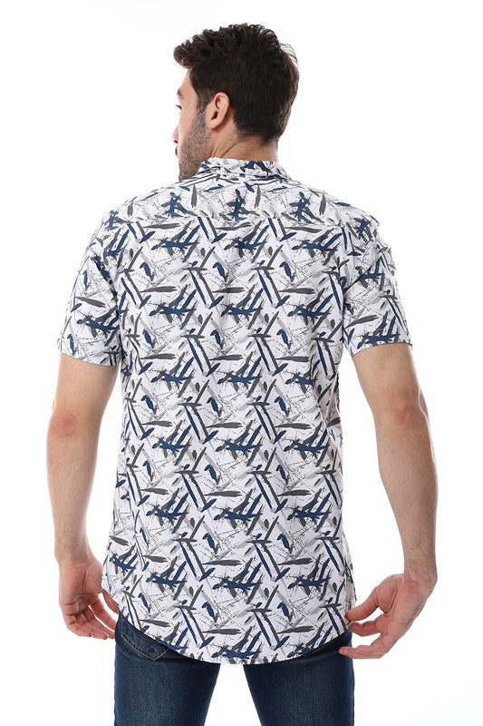White Rabbit Self Pattern Turn Down Collar Shirt