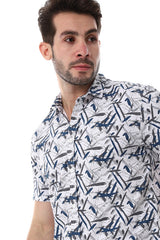 White Rabbit Self Pattern Turn Down Collar Shirt