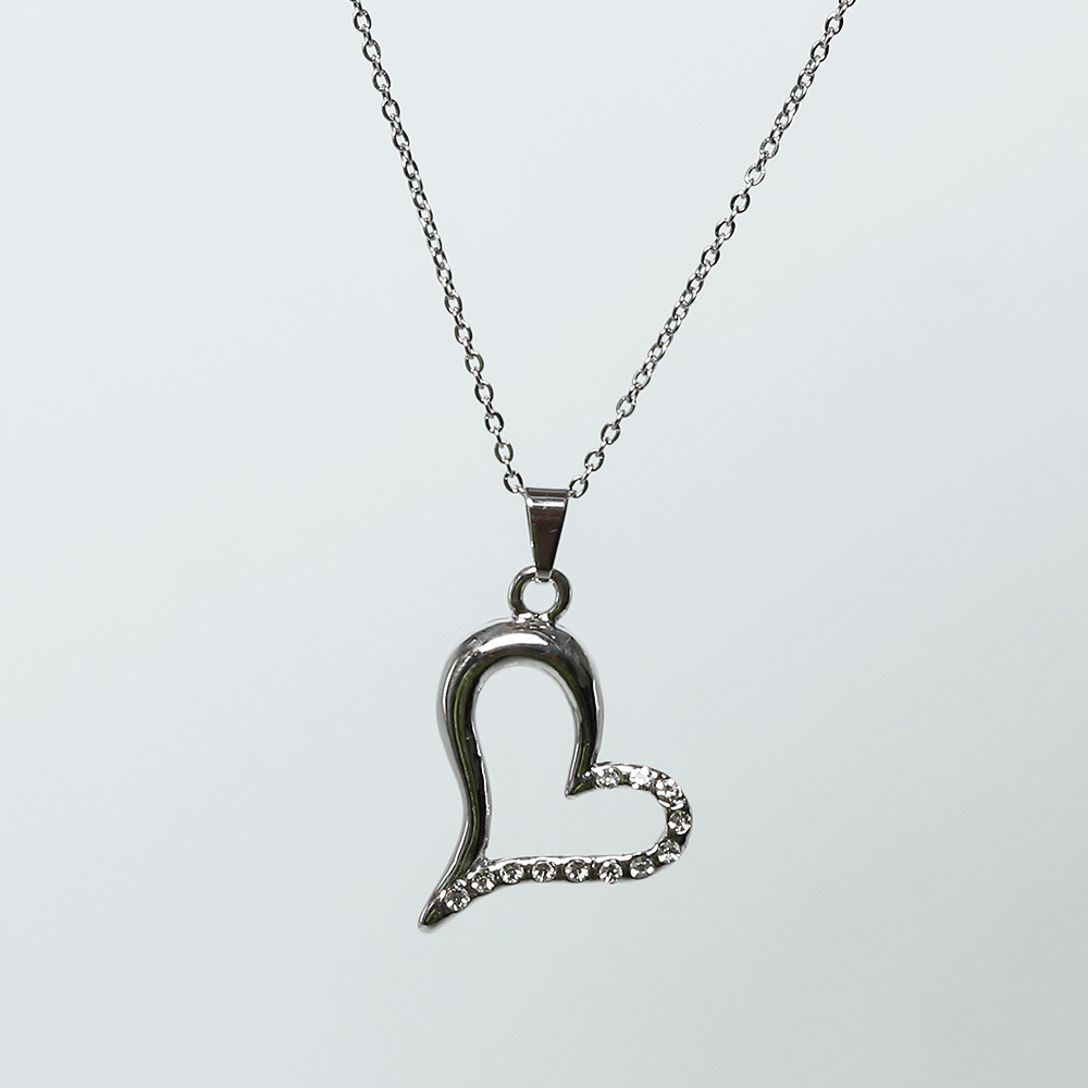 Fluffy - Oblique Heart Soft Necklaces Of Fluffy Women's Accessories-Silver