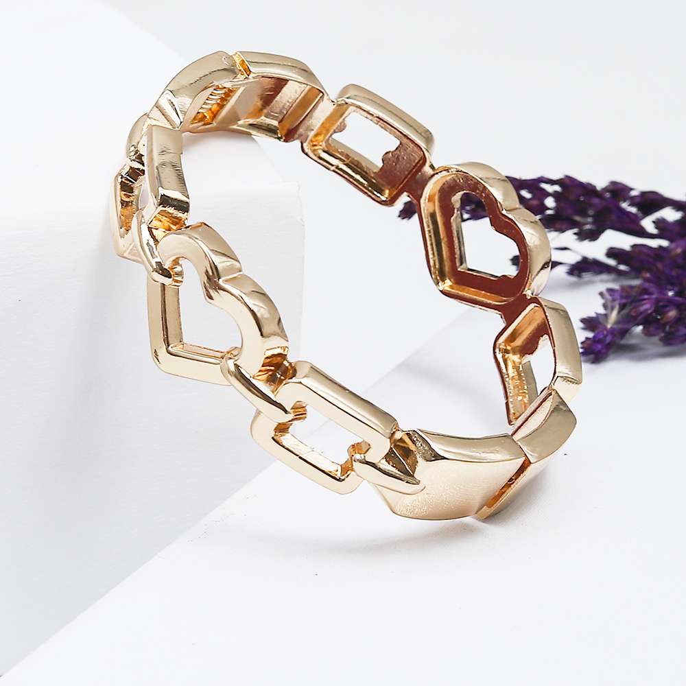 Fluffy - Heart shape Bold Bracelet Of Fluffy Women's Accessories-Gold