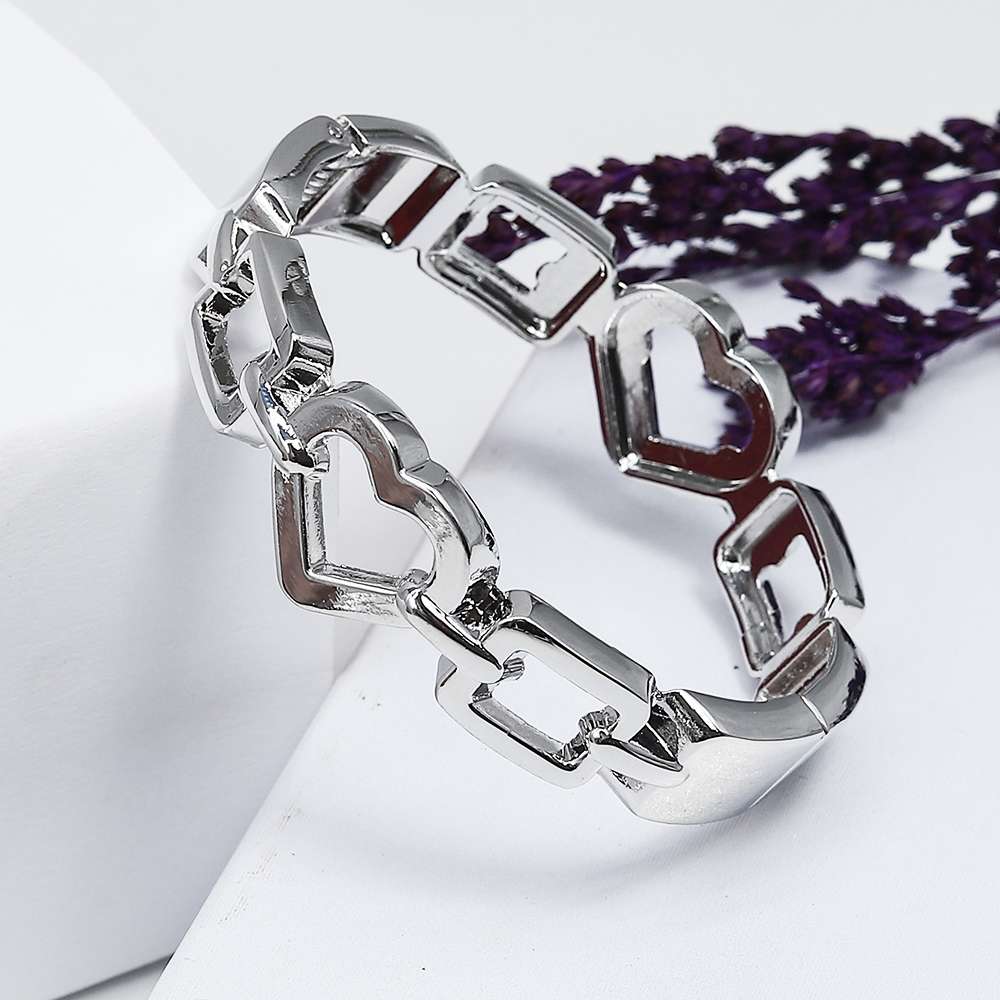 Fluffy - Heart shape Bold Bracelet Of Fluffy Women's Accessories-Gold
