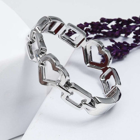 Fluffy - Heart shape Bold Bracelet Of Fluffy Women's Accessories-Gold