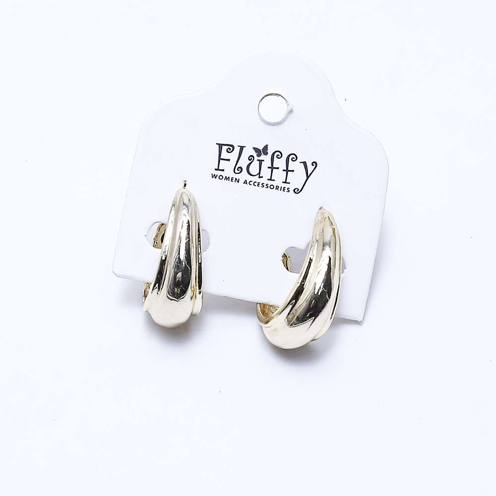 Fluffy - Open Oval Metal Earing Of Fluffy Women's Accessories-Gold