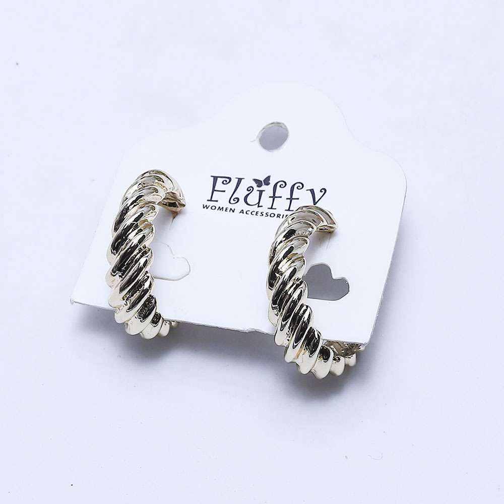 Fluffy - Twisted lines Metal Earing Of Fluffy Women's Accessories-Gold