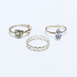 Fluffy - Bright rose Earing-Set Of Rings 3 pcs Fluffy Women's Accessories-Gold