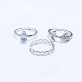 Fluffy - Bright rose Earing-Set Of Rings 3 pcs Fluffy Women's Accessories-Gold