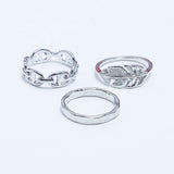 Fluffy - Leaf Earing-Set Of Rings 3 pcs Fluffy Women's Accessories-Gold