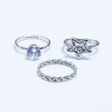 Fluffy - Star Earing-Set Of Rings 3 pcs Fluffy Women's Accessories-Gold