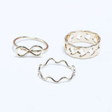 Fluffy - Bow Earing-Set Of Rings 3 pcs Fluffy Women's Accessories-Gold