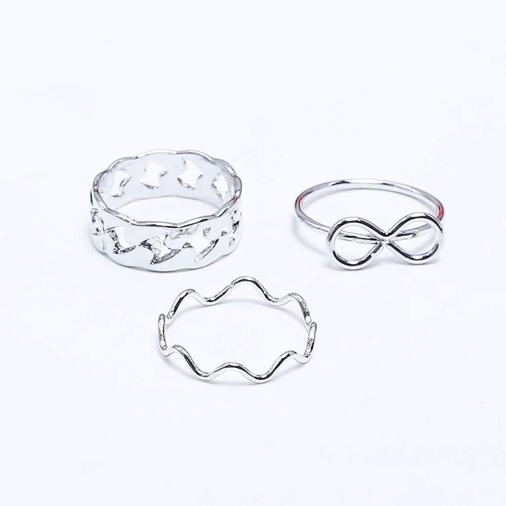 Fluffy - Bow Earing-Set Of Rings 3 pcs Fluffy Women's Accessories-Gold