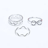 Fluffy - Bow Earing-Set Of Rings 3 pcs Fluffy Women's Accessories-Gold