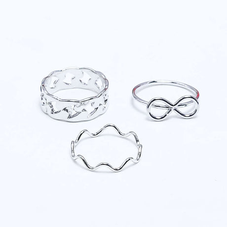 Fluffy - Bow Earing-Set Of Rings 3 pcs Fluffy Women's Accessories-Gold