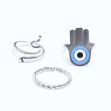 Fluffy - Hand&Snake Earing-Set Of Rings 3 pcs Fluffy Women's Accessories-Gold