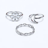 Fluffy - White Flower Earing-Set Of Rings 3 pcs Fluffy Women's Accessories-Gold