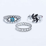Fluffy - Aqua Eye Earing-Set Of Rings 3 pcs Fluffy Women's Accessories-Gold