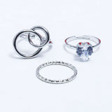 Fluffy - Dual Circle Earing-Set Of Rings 3 pcs Fluffy Women's Accessories-Gold