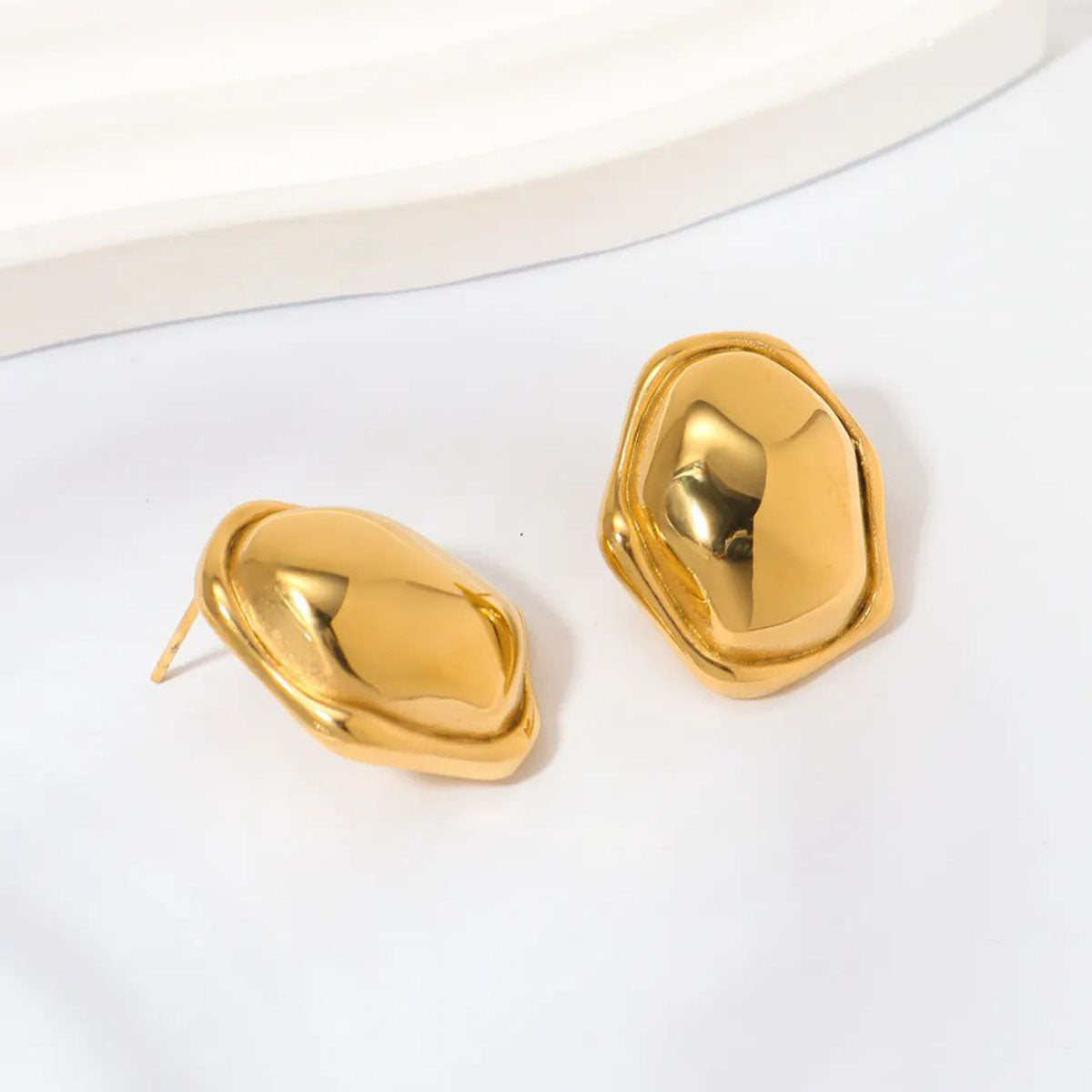 Fluffy - Irregular Geometric Gold Earrings