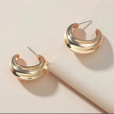 Fluffy - Unique Curved Gold Hoop Earrings