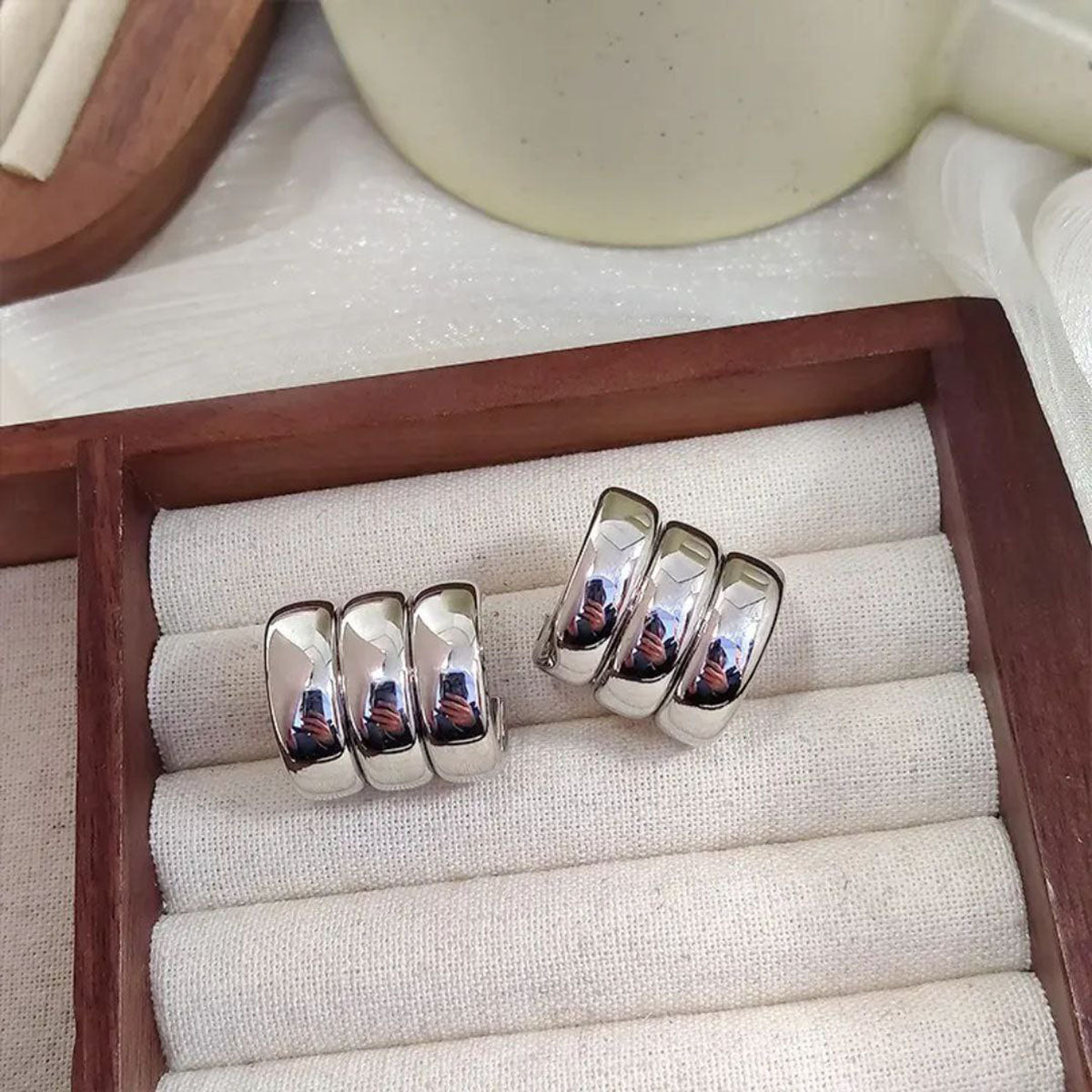 Fluffy - Multi-Layered Silver Earrings