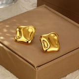 Fluffy - Irregular Organic Gold Earrings