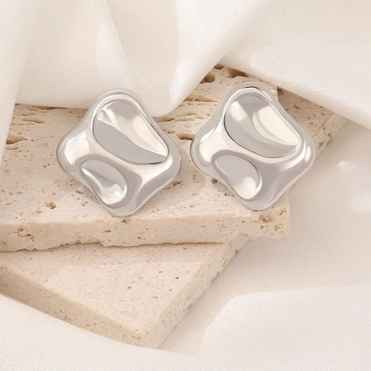 Fluffy - Irregular Organic Silver Earrings