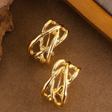 Fluffy - Luxurious Abstract Gold Earrings