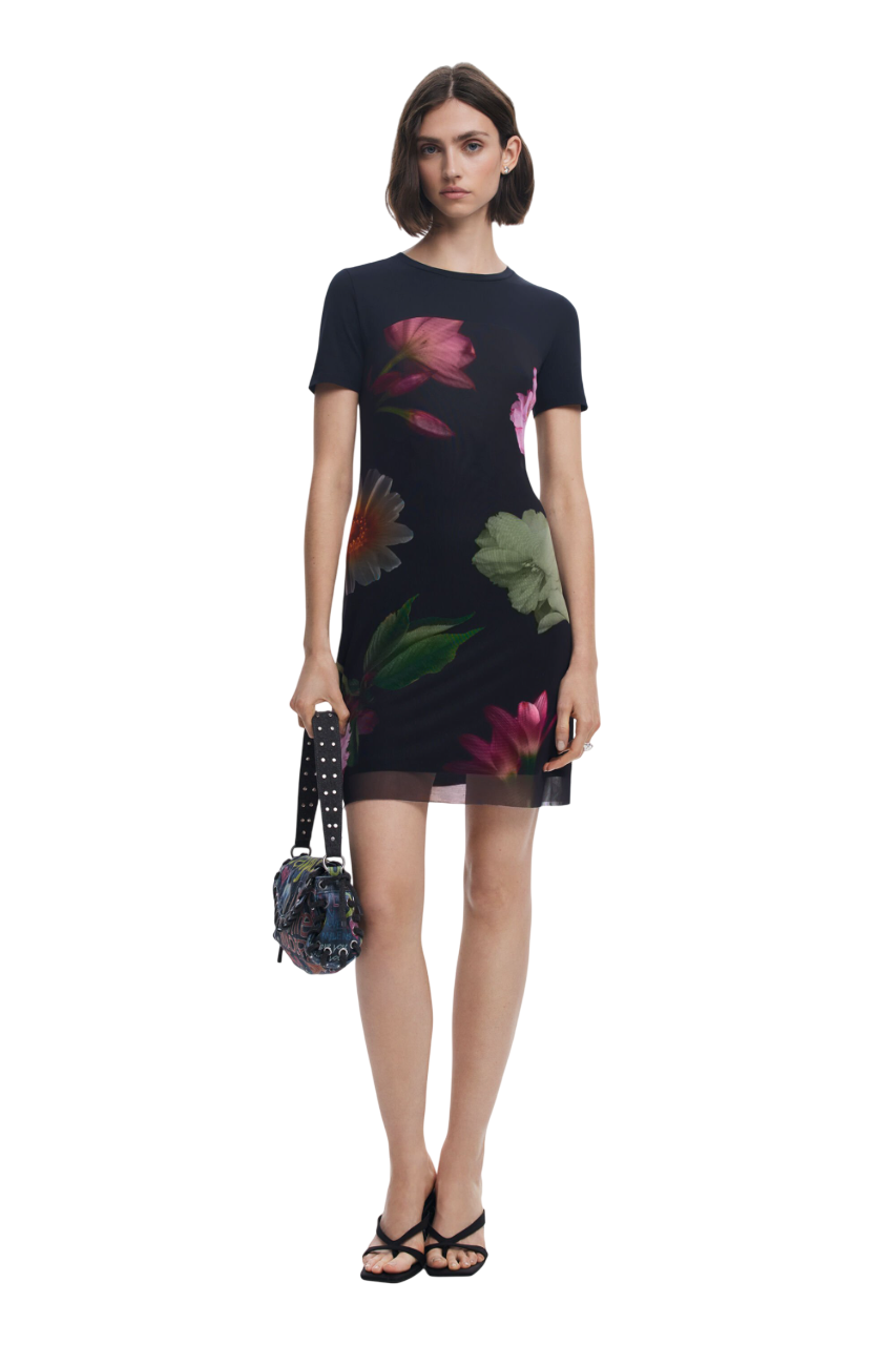 Desigual - Short dress with combined flowers - sold by FIG
