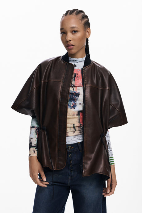Desigual - Faux leather poncho