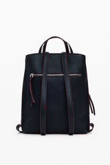 Desigual - Large faux leather effect backpack with topstitching