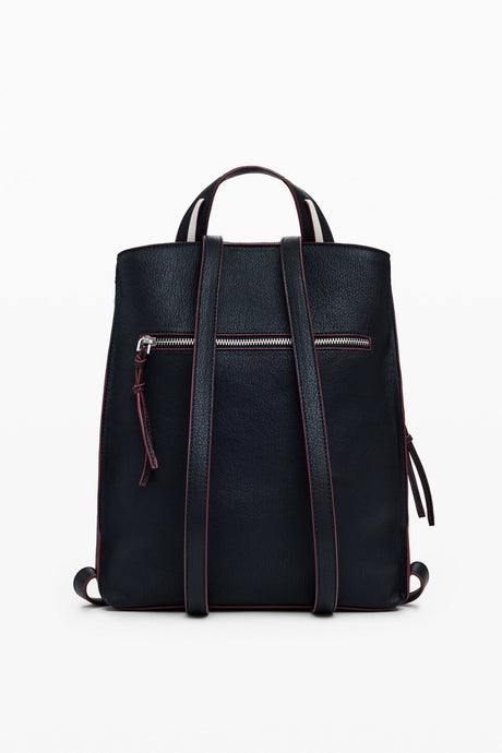 Desigual - Large faux leather effect backpack with topstitching