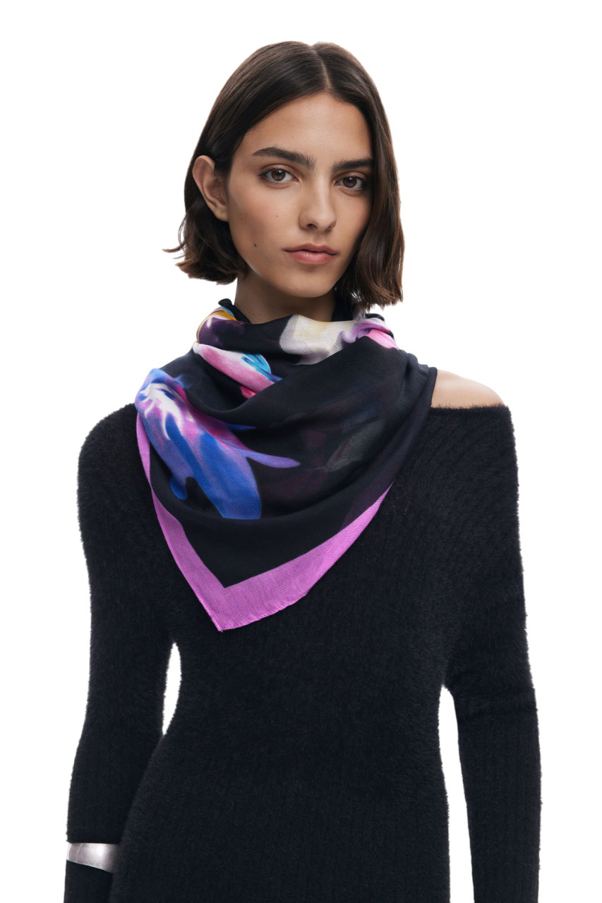 Desigual - Rectangular floral scarf