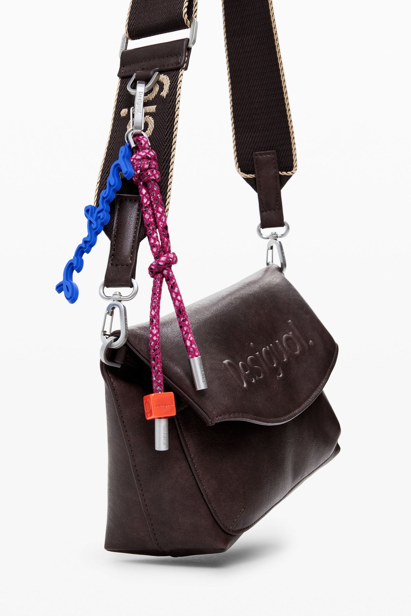 Desigual - Medium faux suede bag with 3D logo
