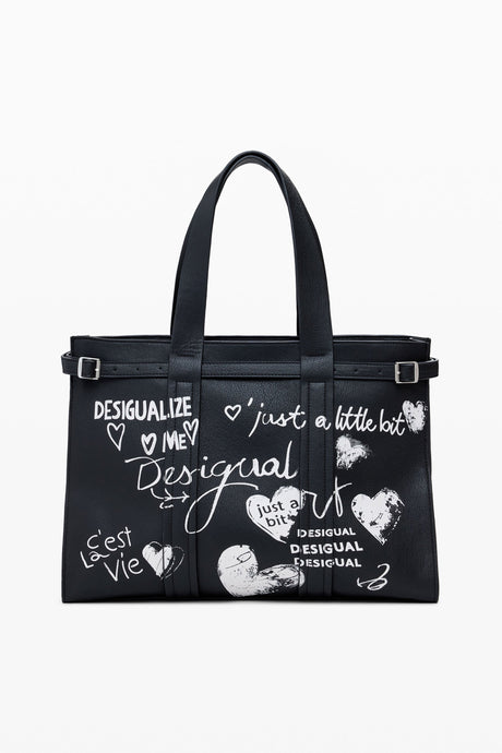 Desigual - Large faux leather shopper bag with letters