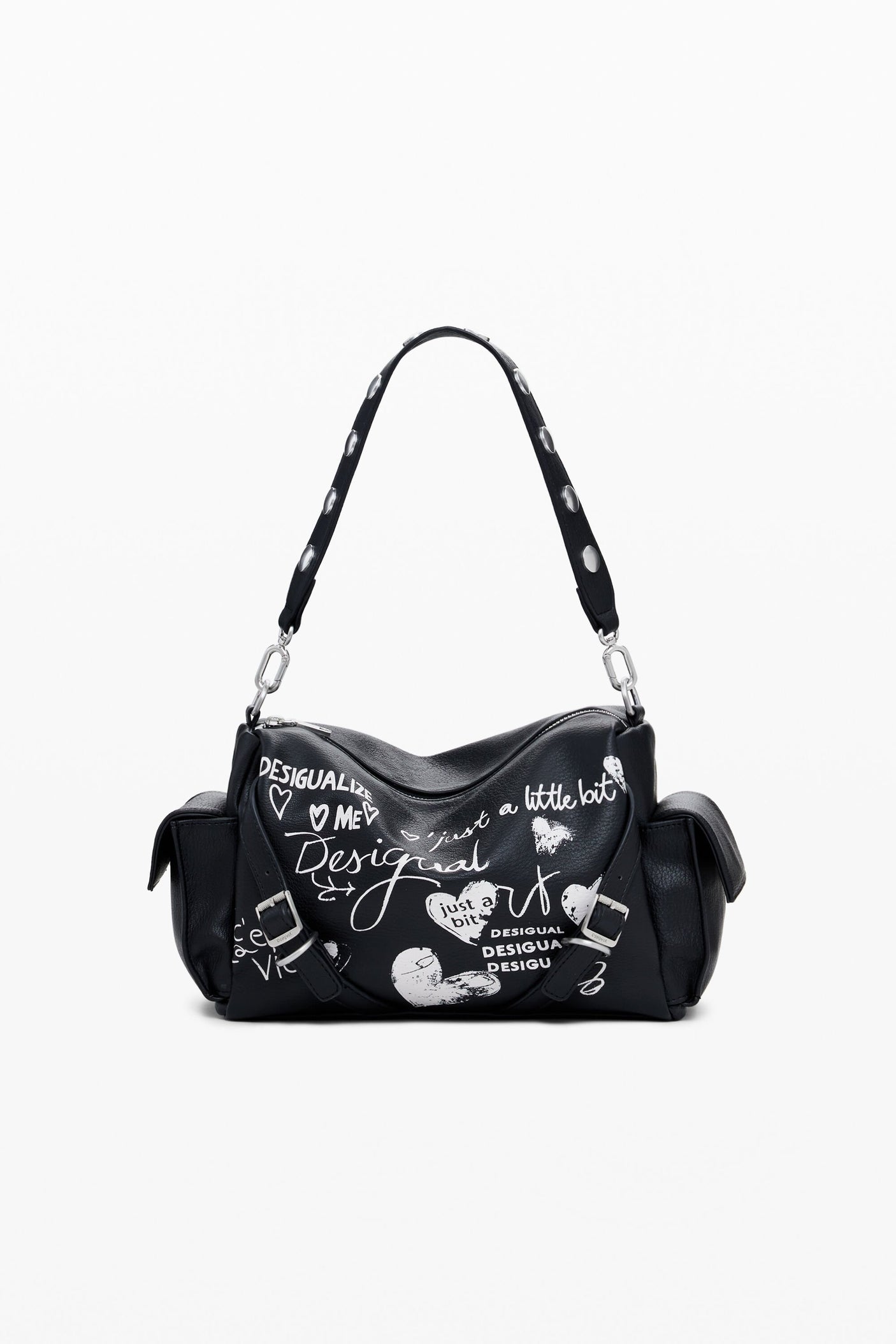 Desigual - Medium faux leather bowling bag with letters