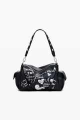 Desigual - Medium faux leather bowling bag with letters
