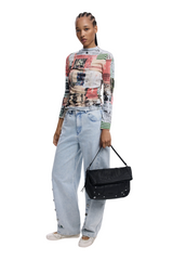 Desigual - Medium embroidered faux leather bag