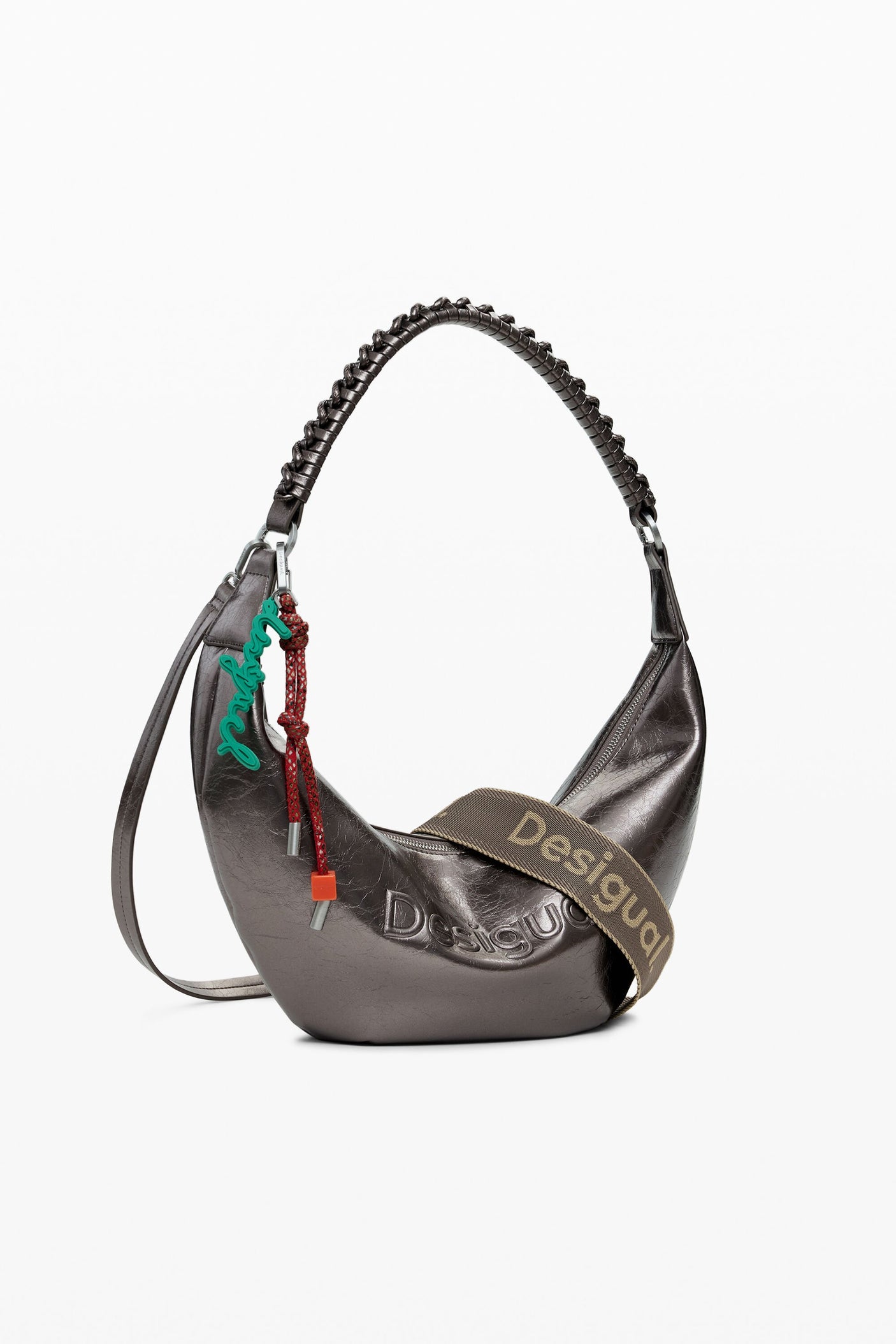 Desigual - Medium metallic crossbody bag with 3D logo