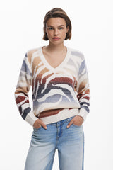 Desigual - V-neck zebra sweater
