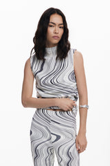 Desigual - Elastic pants with distorted stripes