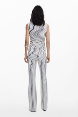 Desigual - Elastic pants with distorted stripes