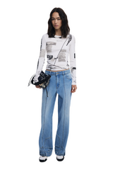 Desigual - Ribbed newspaper T-shirt