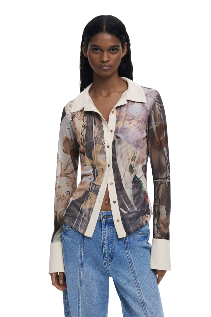 Desigual - Chiffon cuff T-shirt