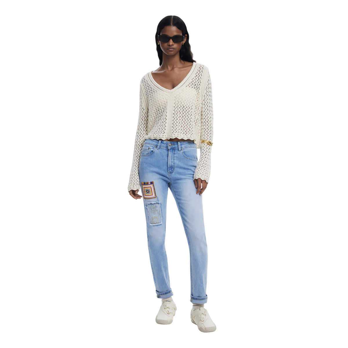 Desigual  - Slim jeans with patches - Sold by FIG