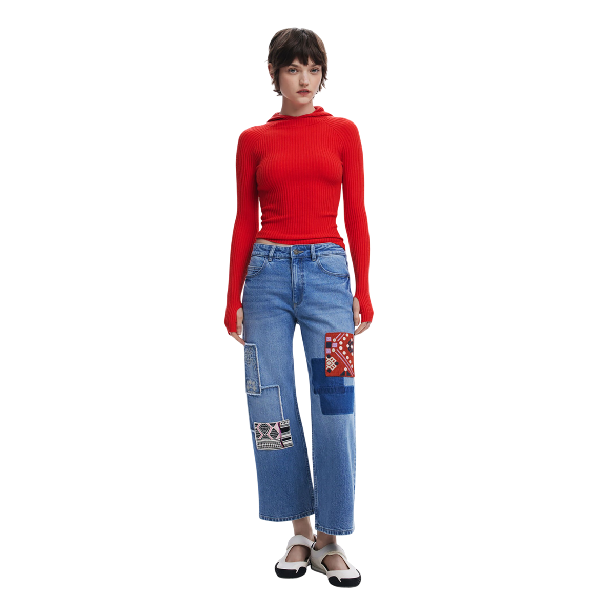 Desigual  - Straight jeans with patches - Sold by FIG