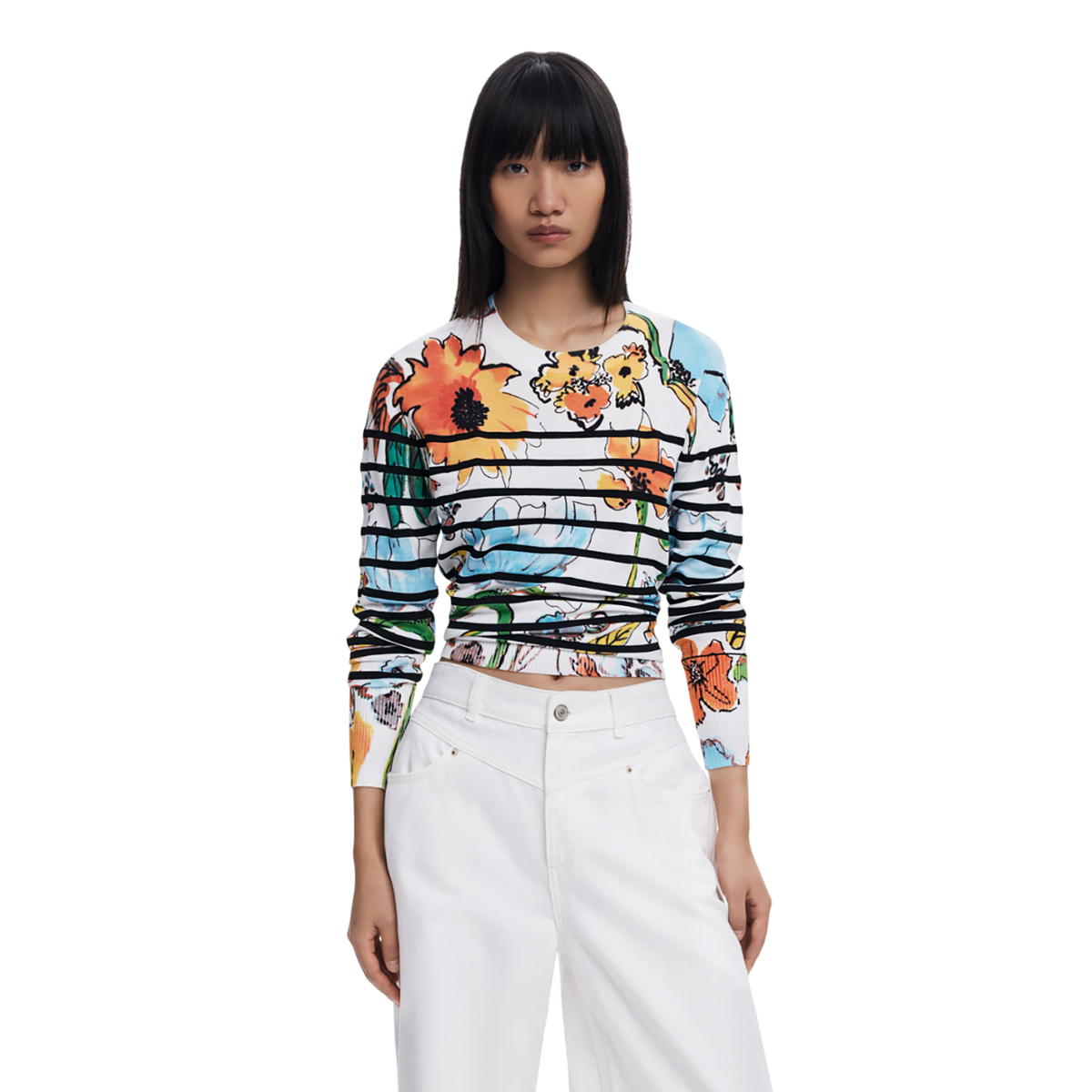 Desigual  - Striped floral sweater - Sold by FIG