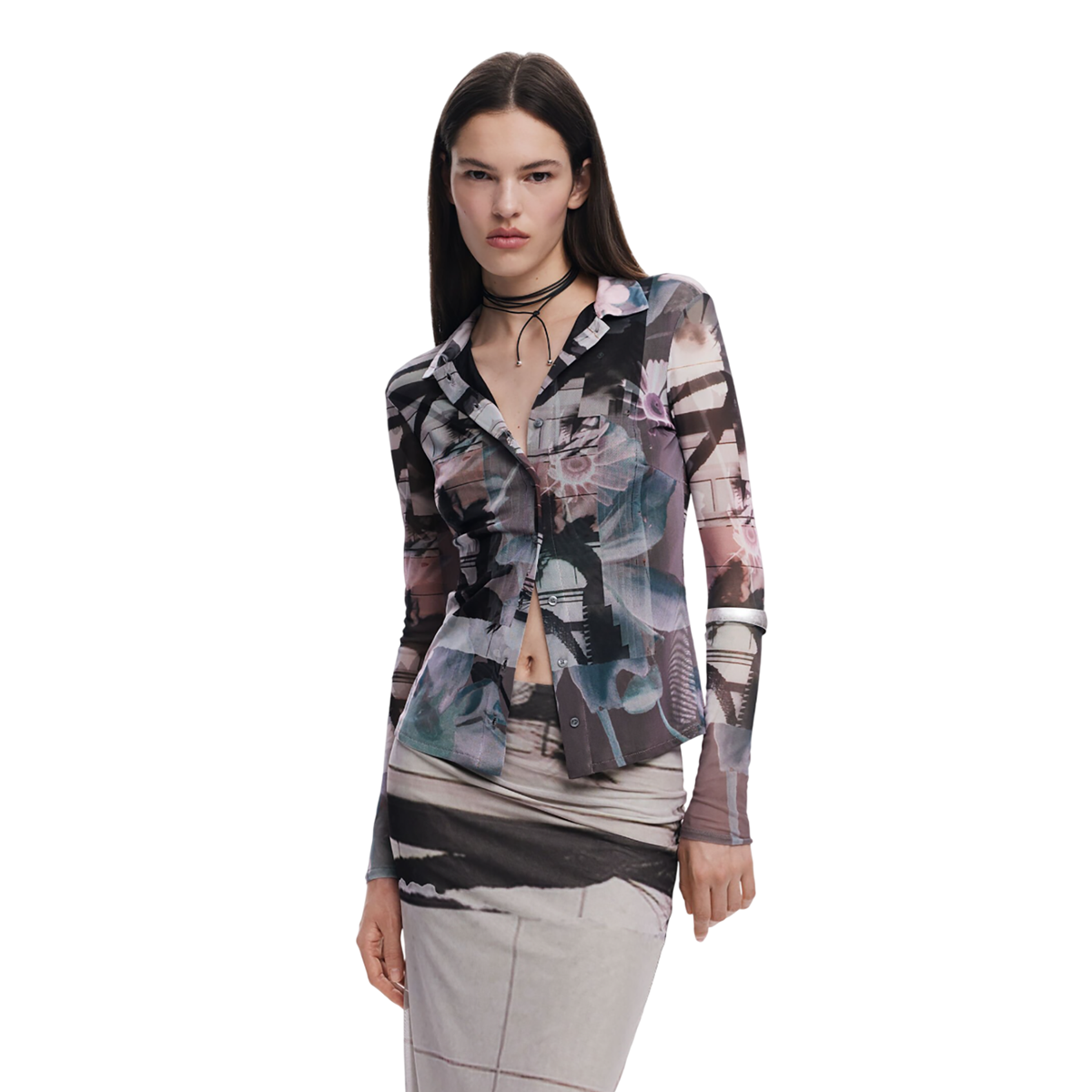 Desigual  - Buttoned tulle T-shirt - Sold by FIG