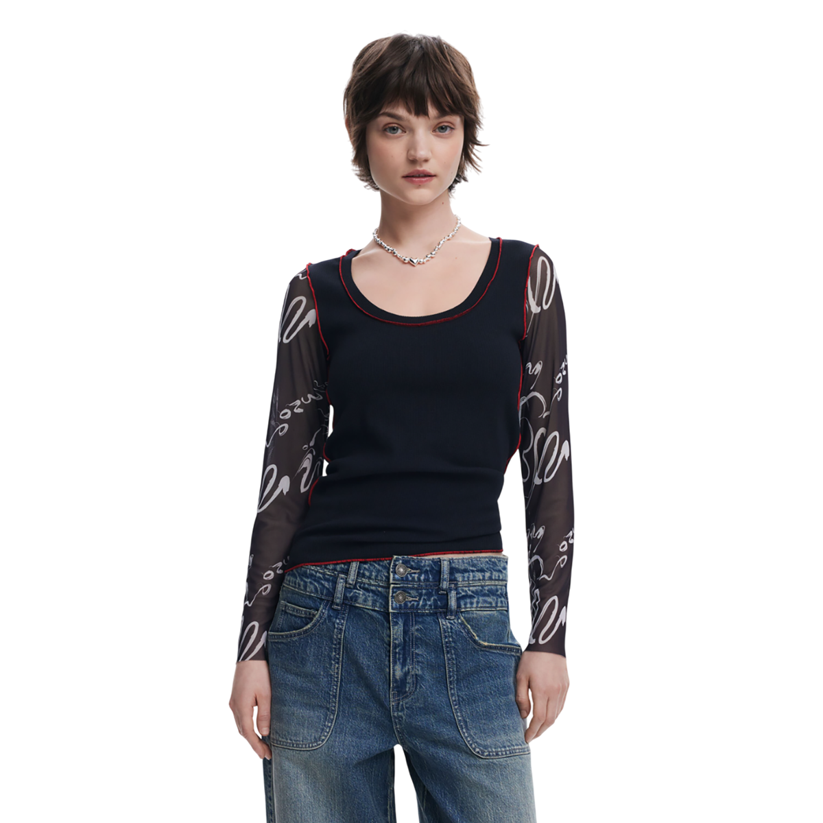 Desigual  - Lettering sleeve T-shirt - Sold by FIG