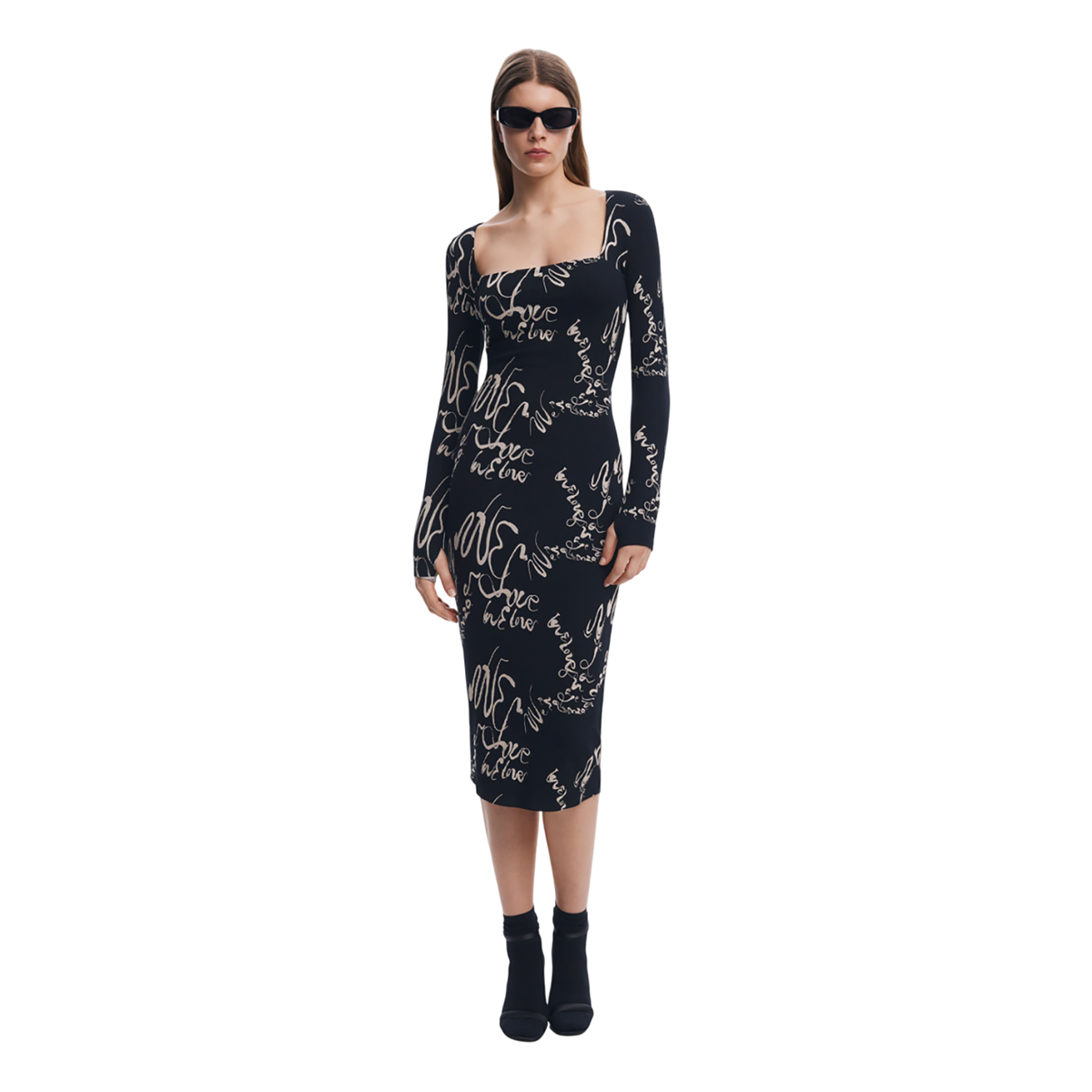Desigual  - Square neckline dress Lettering - Sold by FIG